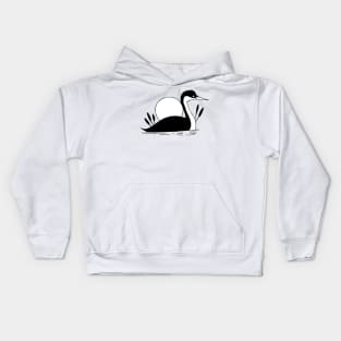 Western Grebe Inked Silhouette Kids Hoodie